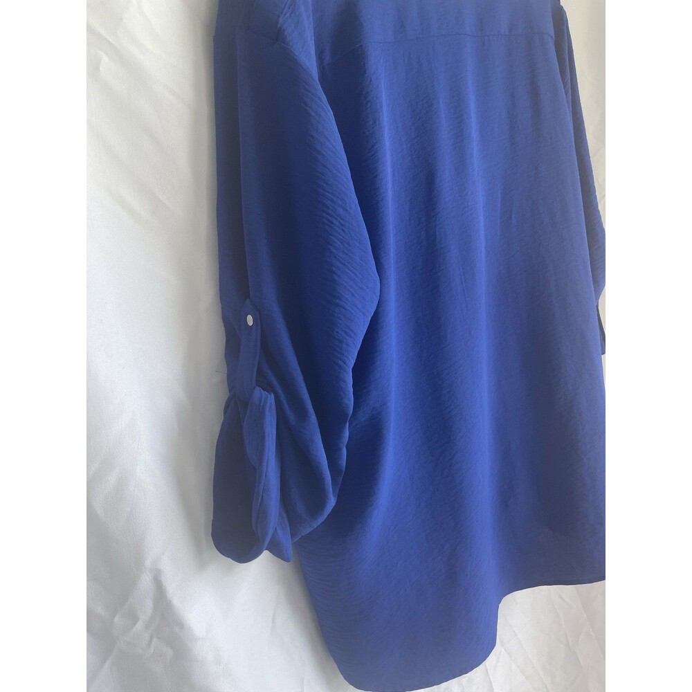 Calvin Klein XLarge Royal Blue Roll-Tab Sleeve Utility Button Front Q Luxury - Picture 5 of 14
